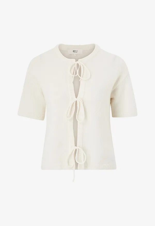 Gina Tricot - Cardigan Knitted Tie Cardigan - Vit