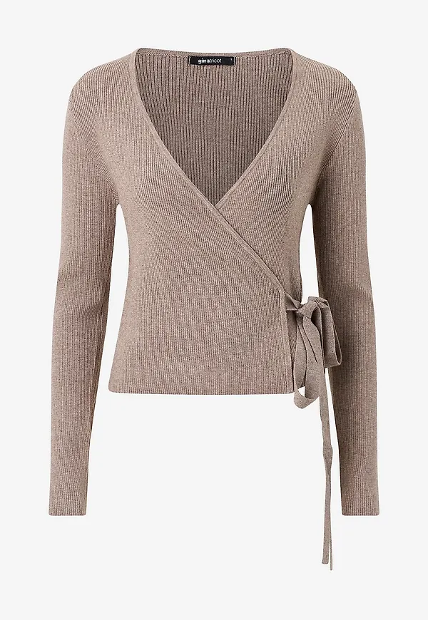 Gina Tricot - Cardigan Knitted Wrap Cardigan - Brun