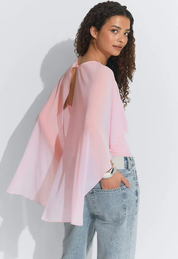 Gina Tricot - Chiffon cape top - cape-toppar - Rosa - XS - Dam