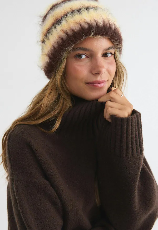 Gina Tricot - Chunky hairy beanie - mössor - Gul - ONESIZE - Dam