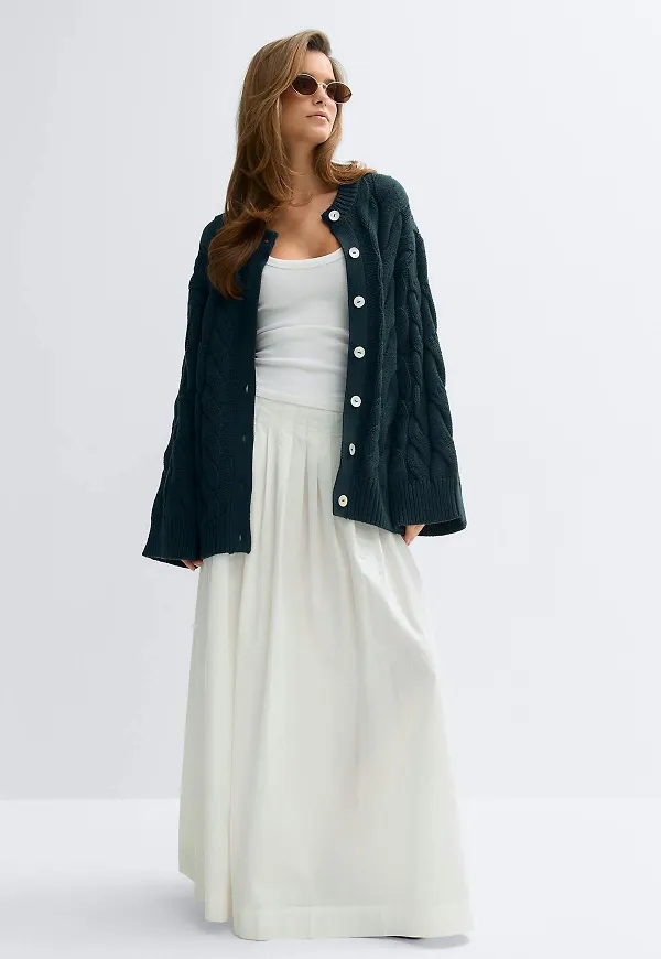 Gina Tricot - Chunky knitted cable cardigan - koftor & cardigans - Blå - M - Dam