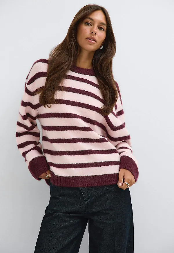 Gina Tricot - Crew neck knitted sweater - stickade tröjor - Rosa - S - Dam