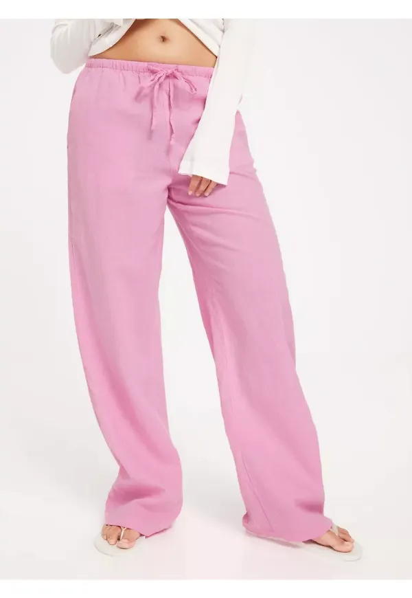 Gina Tricot Dina Linen Blend Trousers Linnebyxor Begonia Pink