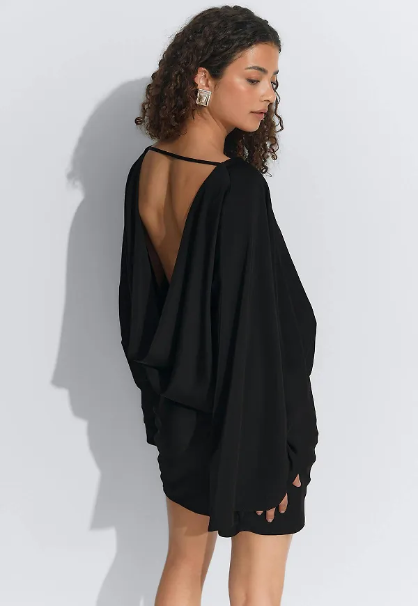 Gina Tricot - Draped back mini dress - miniklänningar - Svart - 40 - Dam