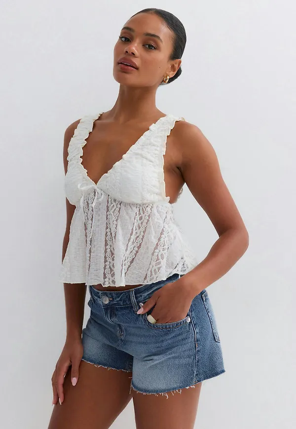 Gina Tricot - Drop loose denim shorts - jeansshorts - Blå - 34 - Dam