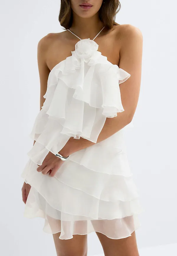 Gina Tricot - Frill mini dress - miniklänningar - Vit - 34 - Dam – Gina Tricot