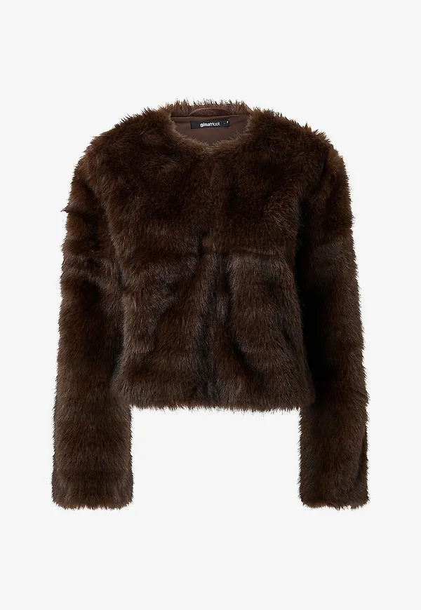 Gina Tricot - Fuskpälsjacka Faux Fur - Brun