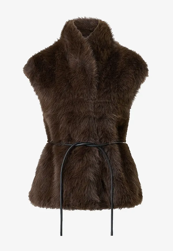 Gina Tricot - Fuskpälsväst Faux Fur Vest - Brun
