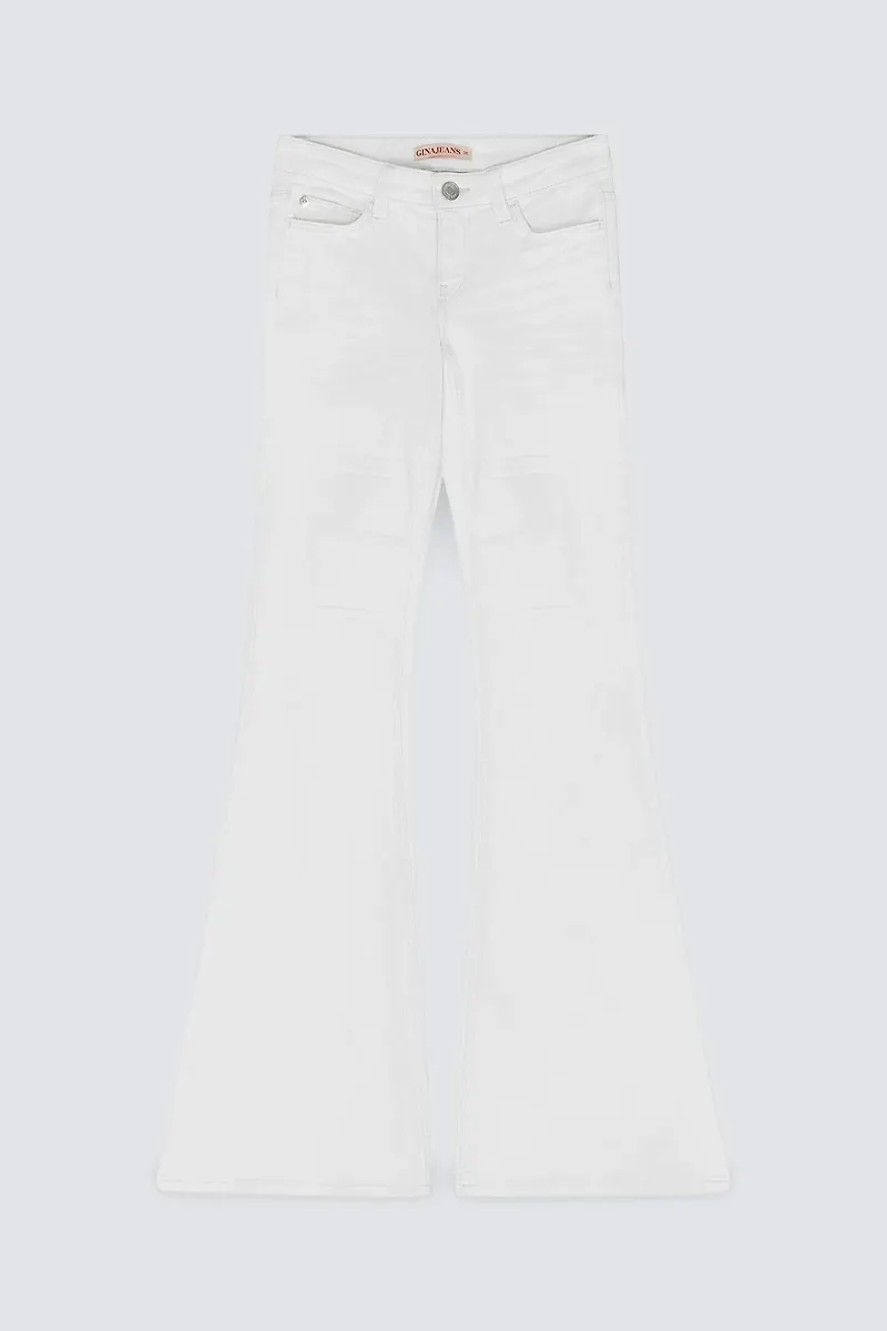 Gina Tricot - Glow low flare petite jeans - petite jeans - Vit - 40 - Dam
