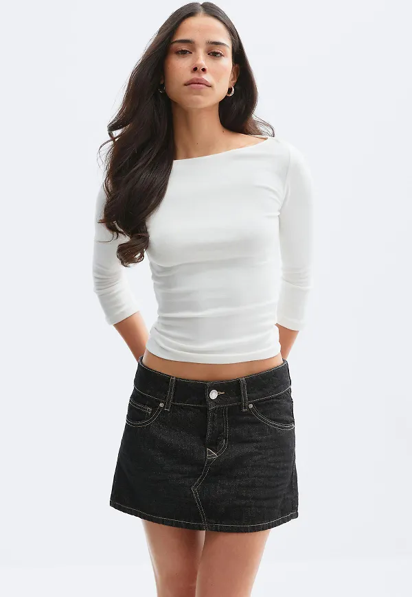 Gina Tricot - Glow low mini skirt - jeanskjolar - Blå - 34 - Dam