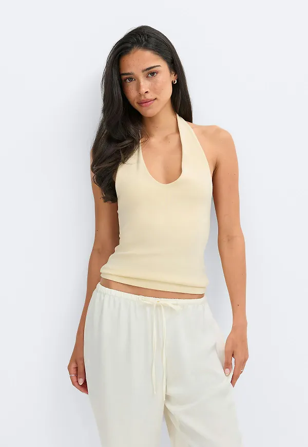 Gina Tricot - Halterneck top - Halternecktoppar - Gul - XS - Dam