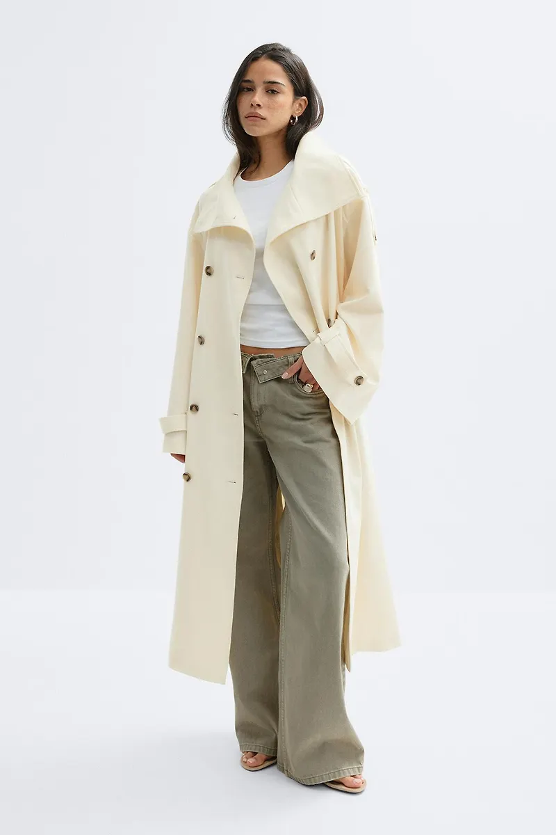 Gina Tricot - High neck trench coat - trenchcoats - Vit - L - Dam
