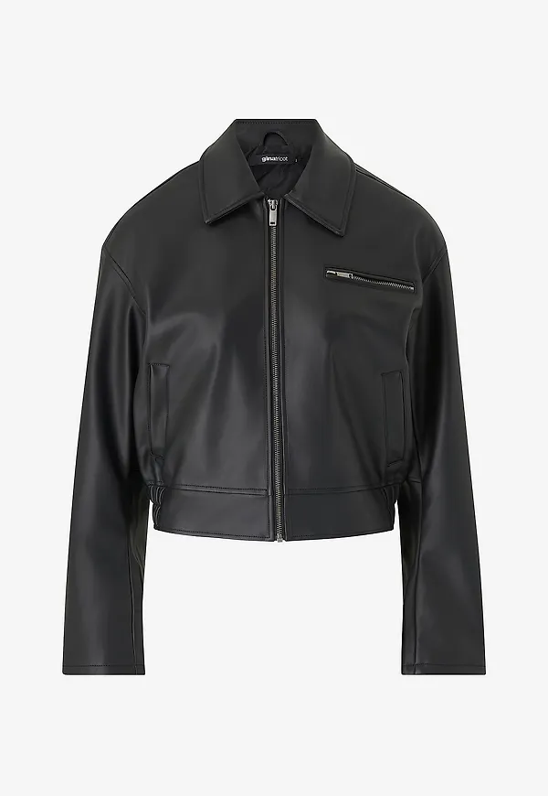 Gina Tricot - Jacka Distressed pu Bomber - Svart