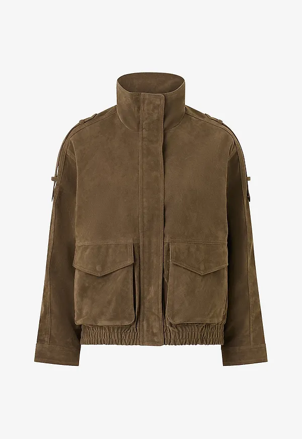 Gina Tricot - Jacka Faux Suede High Neck - Brun