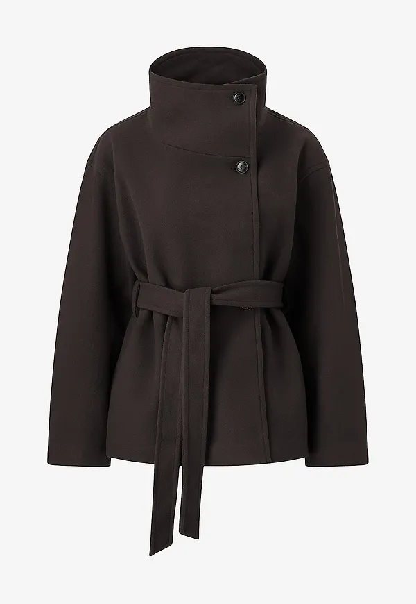 Gina Tricot - Jacka High Neck Wool Blend Jacket - Brun