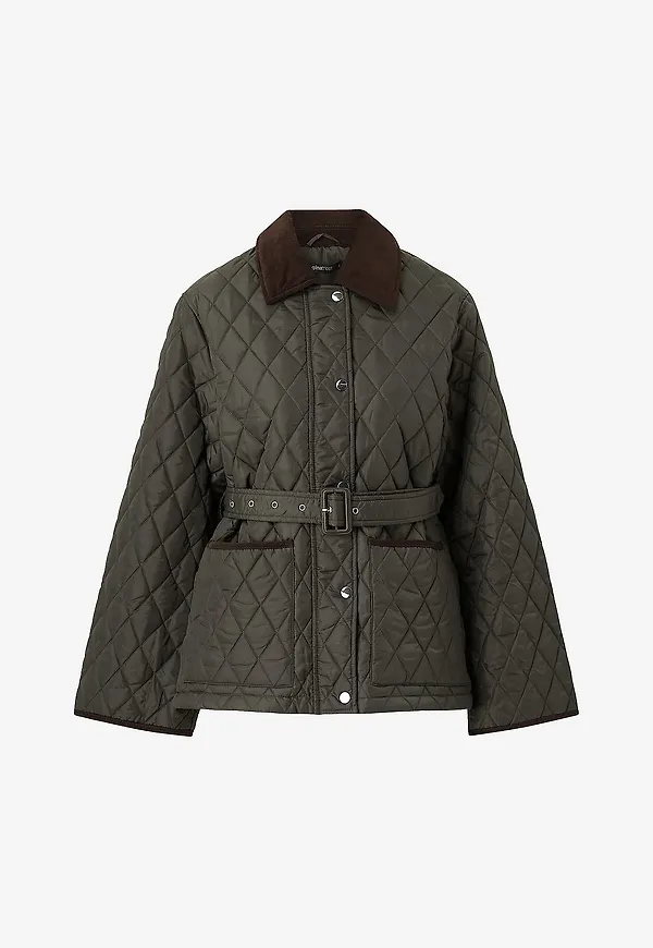 Gina Tricot - Jacka Quilted Belted Jacket - Grön
