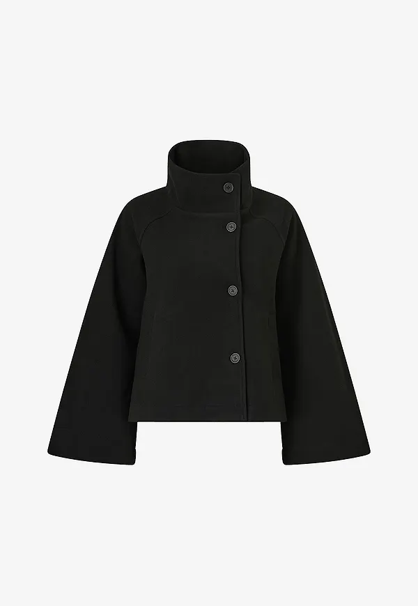 Gina Tricot - Jacka Wide Sleeve Felt Jacket - Svart
