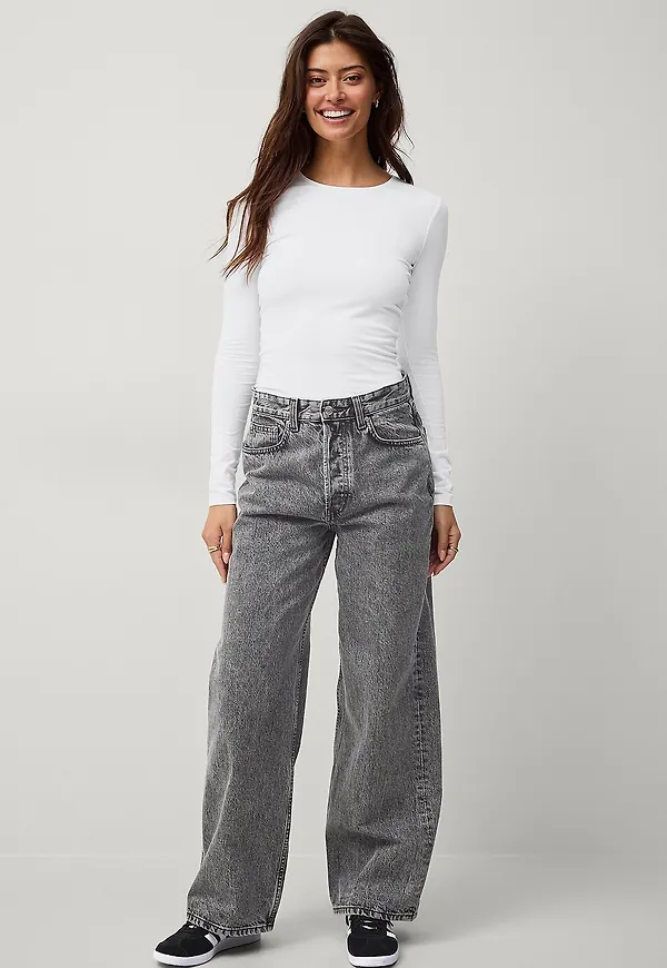 Gina Tricot - Jeans Baggy Wide Jeans - Grå