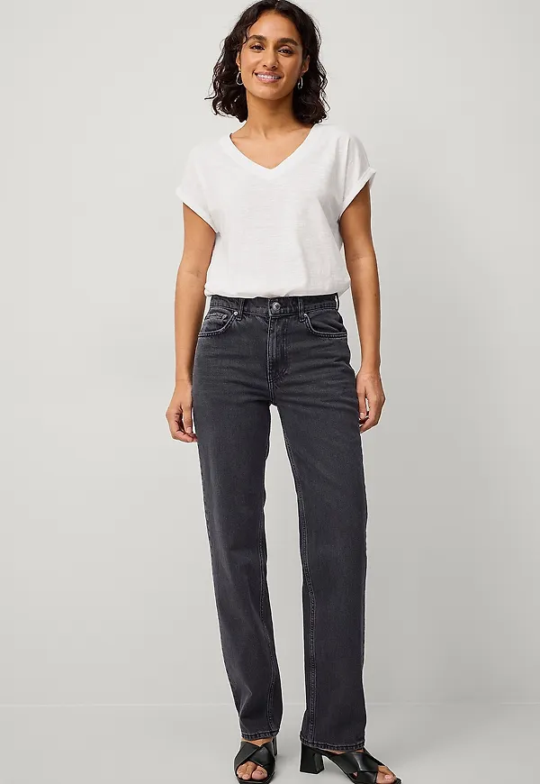 Gina Tricot - Jeans Mid Straight Jeans - Svart