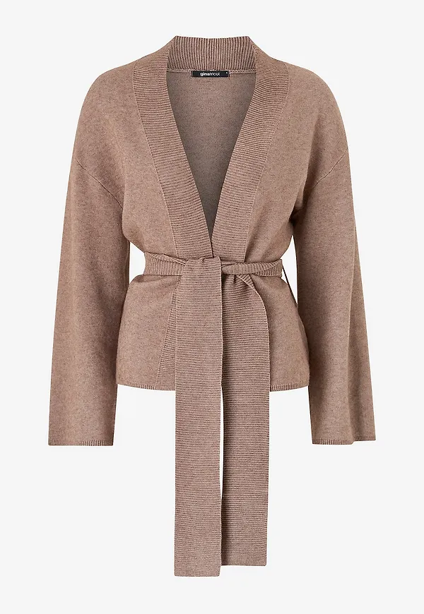 Gina Tricot - Cardigan Knitted Wrap Kimono - Brun