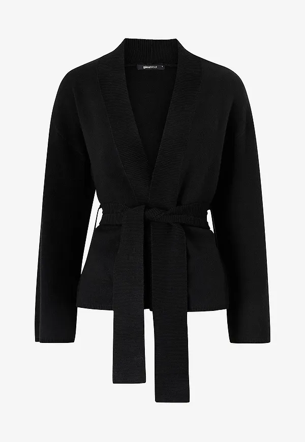 Gina Tricot - Cardigan Knitted Wrap Kimono - Svart