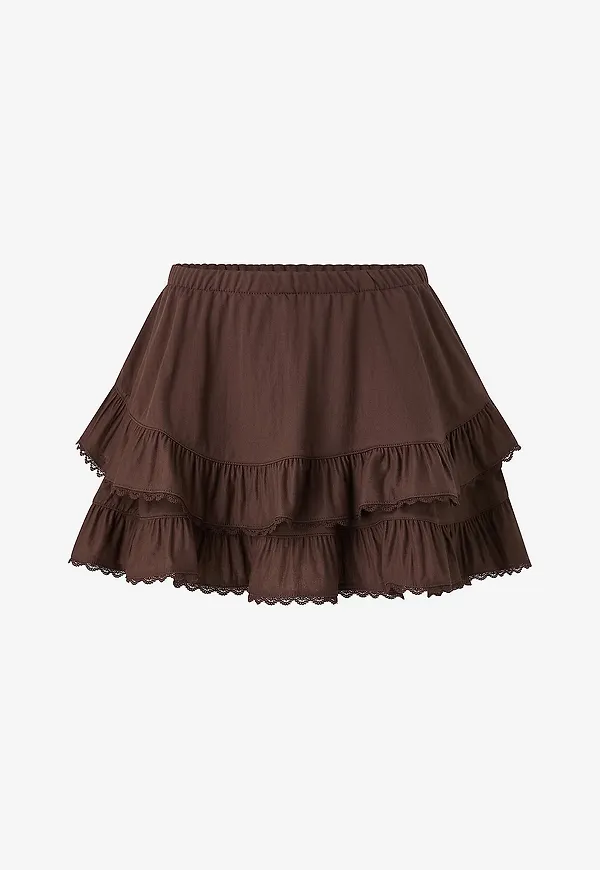 Gina Tricot - Kjol Frill - Brun