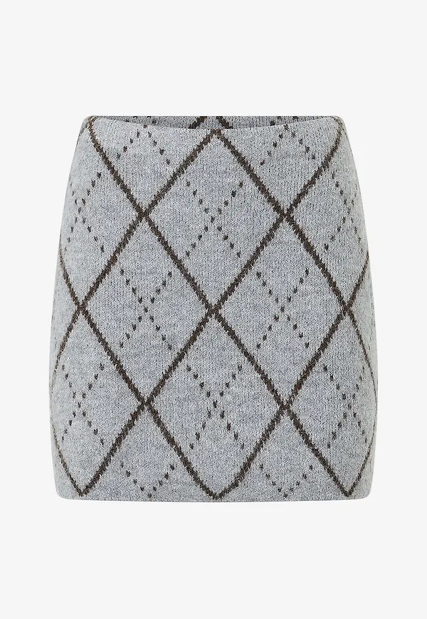 Gina Tricot - Kjol Knitted Argyle Skirt - Grå