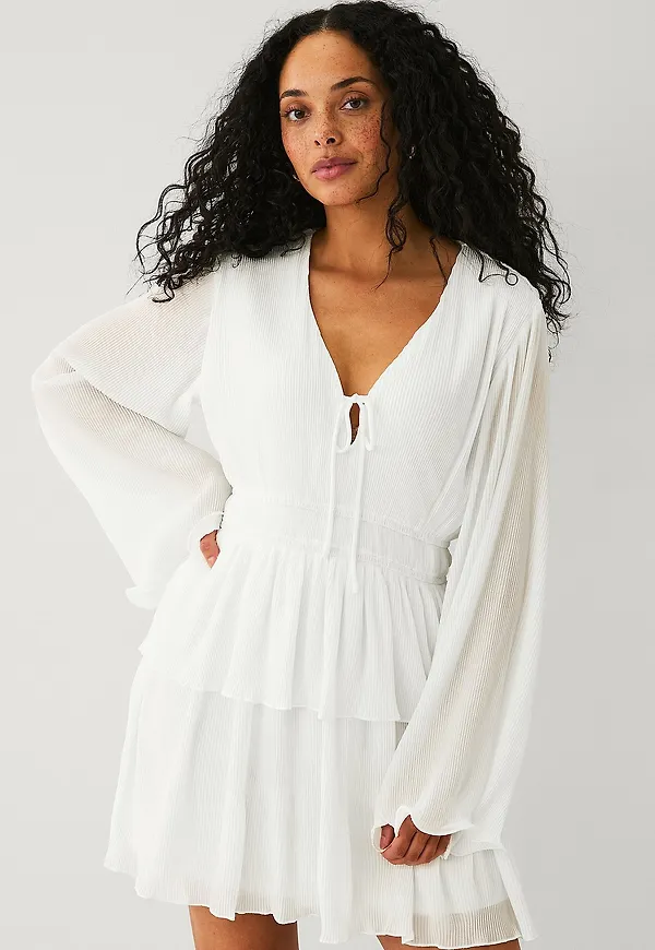 Gina Tricot - Klänning Pleated Dress - Vit