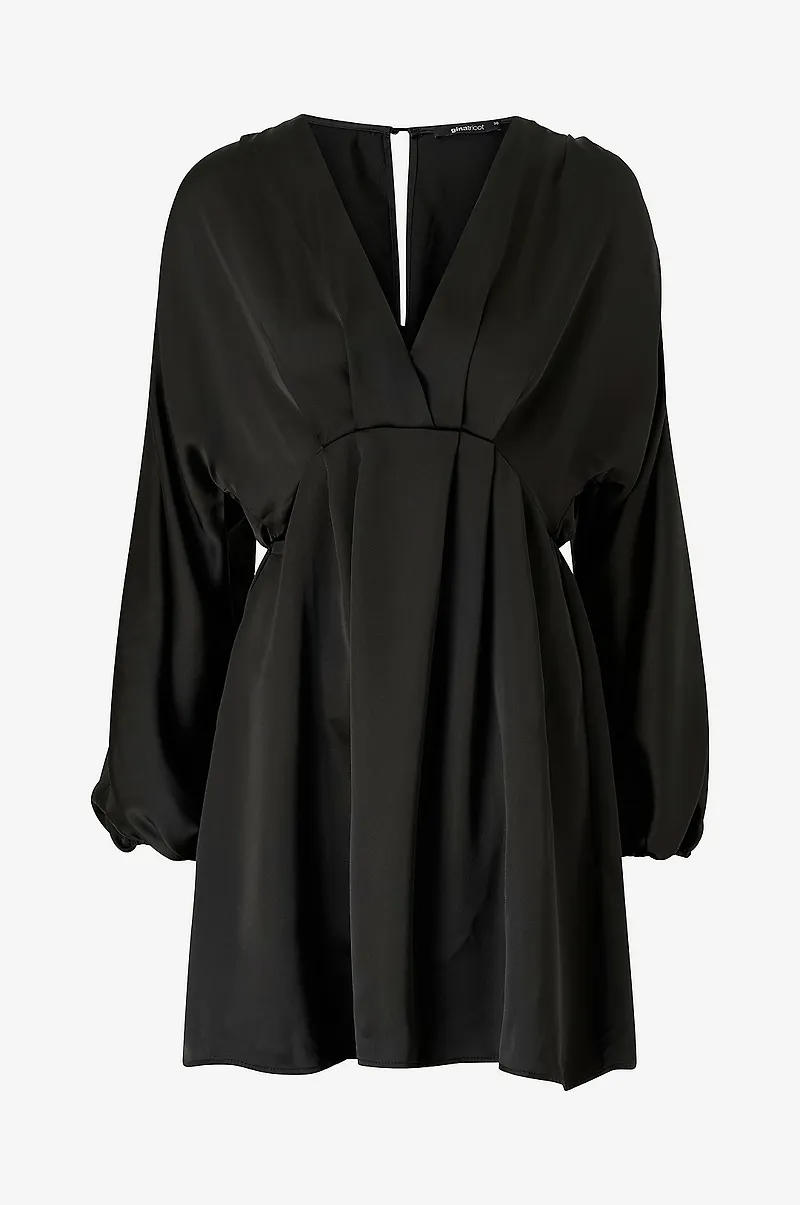 Gina Tricot - Klänning Satin Mini Dress - Svart