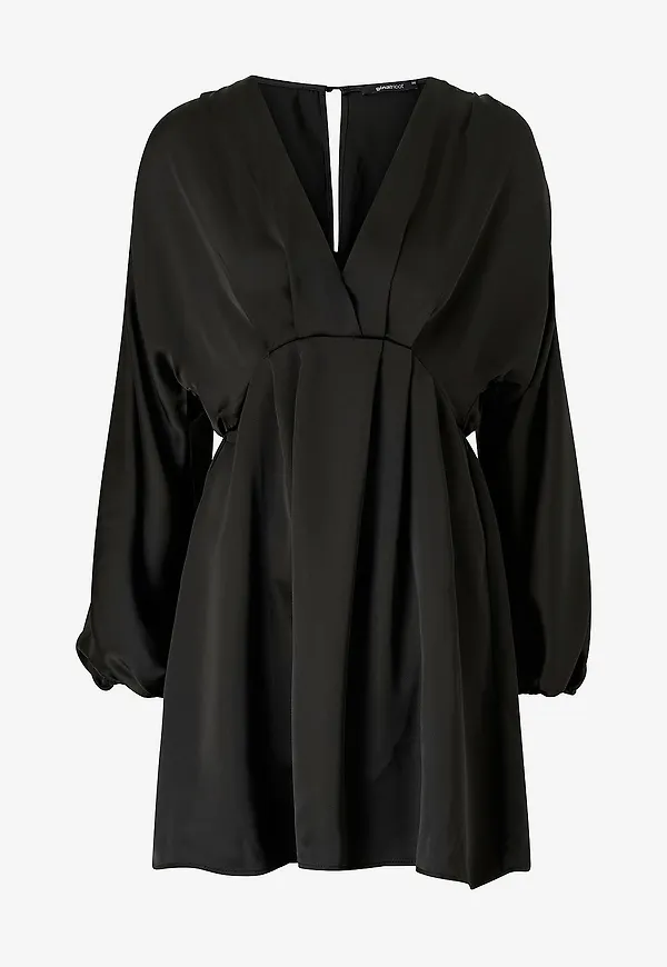 Gina Tricot - Klänning Satin Mini Dress - Svart
