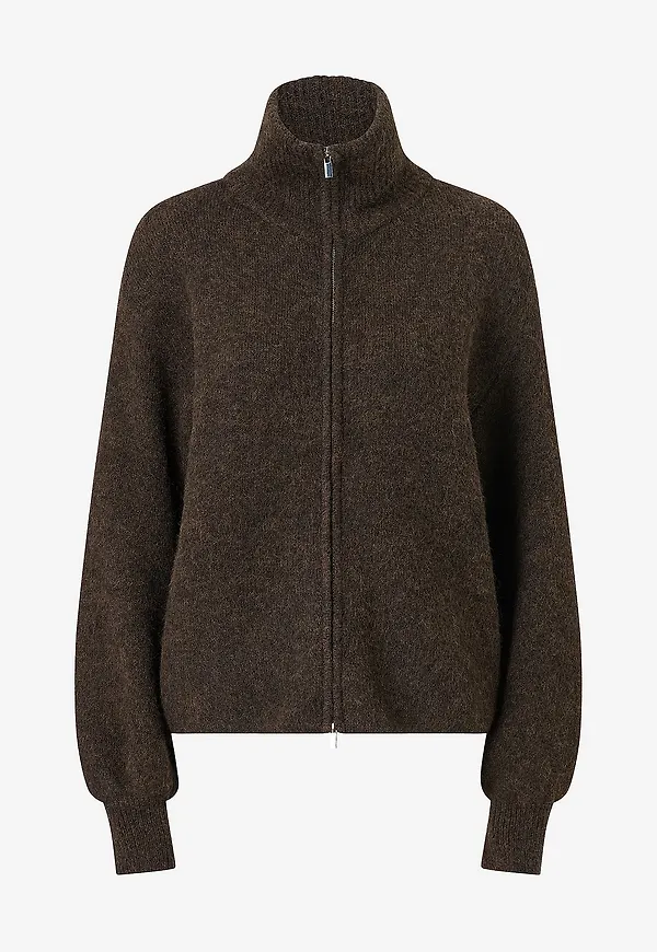 Gina Tricot - Kofta Knitted Zip Cardigan - Brun
