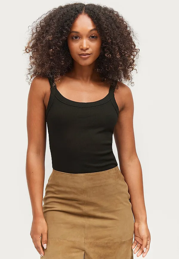 Gina Tricot - Linne Tight Fit Rib Singlet - Svart