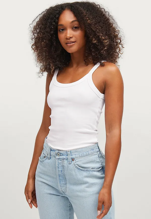Gina Tricot - Linne Tight Fit Rib Singlet - Vit