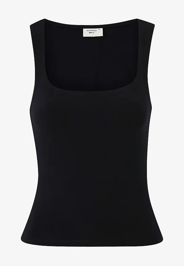 Gina Tricot - Linne Square Neck Tank Top - Svart