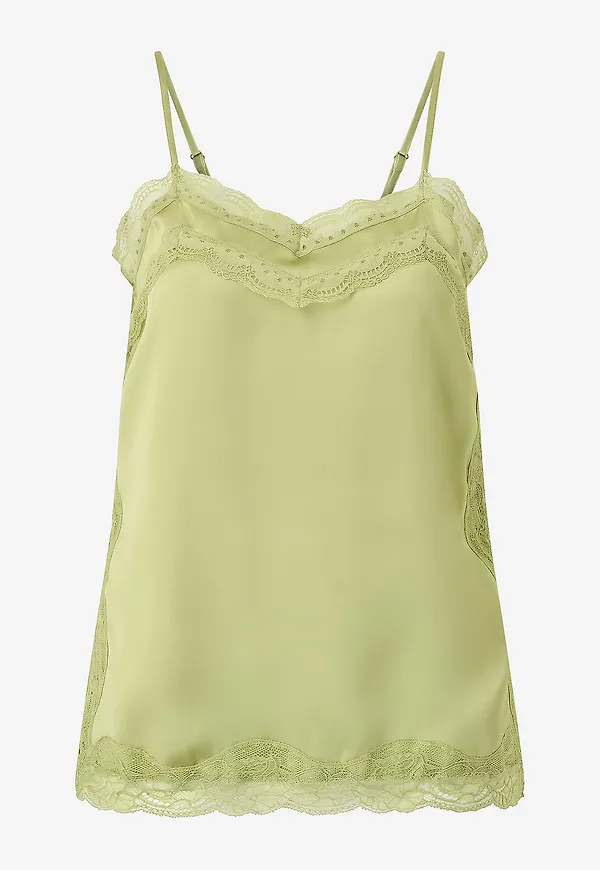 Gina Tricot - Linne Lace Singlet - Grön