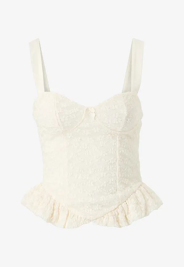 Gina Tricot - Linne Lace Singlet - Natur