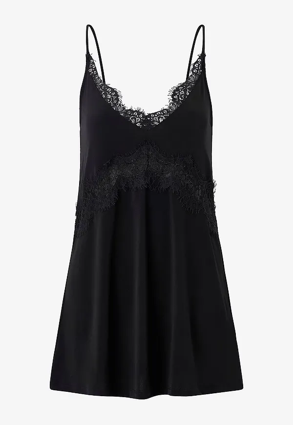 Gina Tricot - Linne Long Lace Singlet - Svart