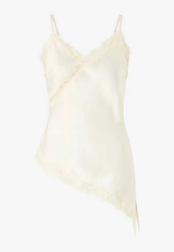 Gina Tricot - Linne Satin Asymmetric Singlet - Beige