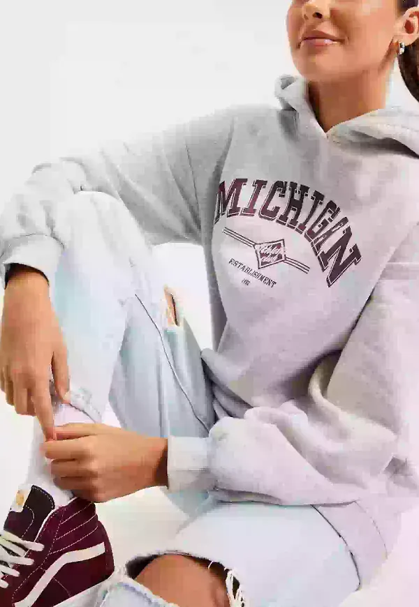 Gina Tricot Lola hoodie Hoodies med tryck Grey