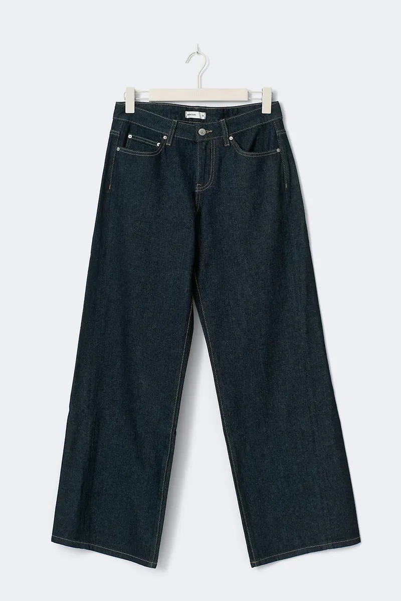 Gina Tricot - Low wide petite jeans - Low waist jeans - Blå - 38 - Dam