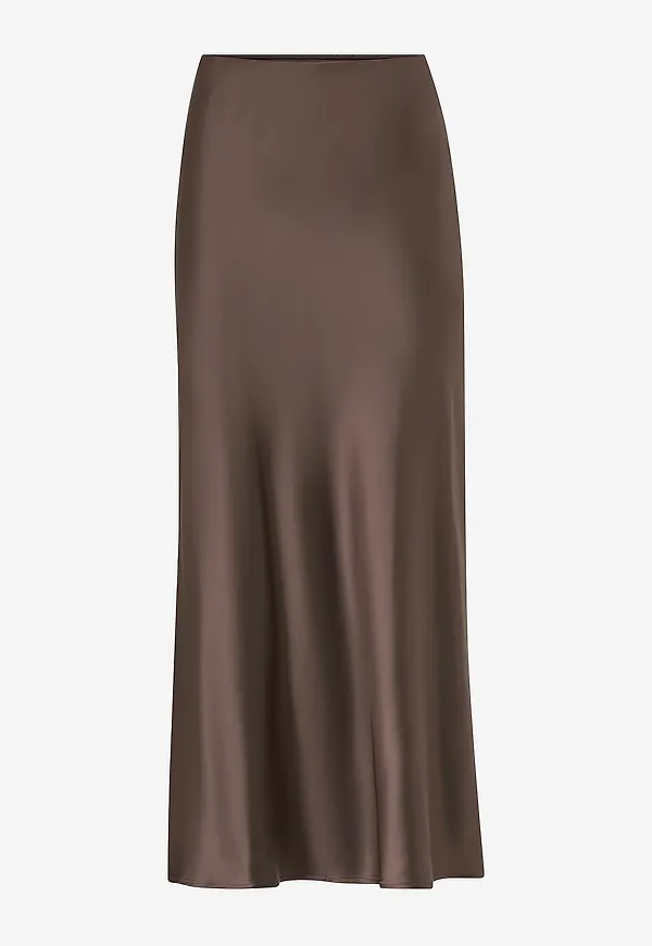 Gina Tricot - Maxikjol Satin Skirt - Brun