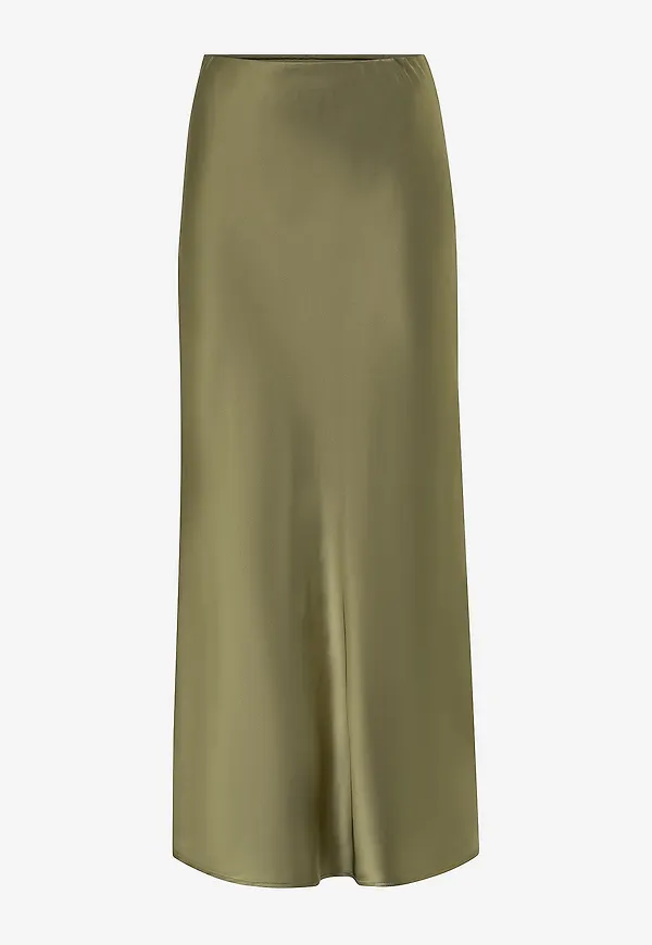Gina Tricot - Maxikjol Satin Skirt - Grön