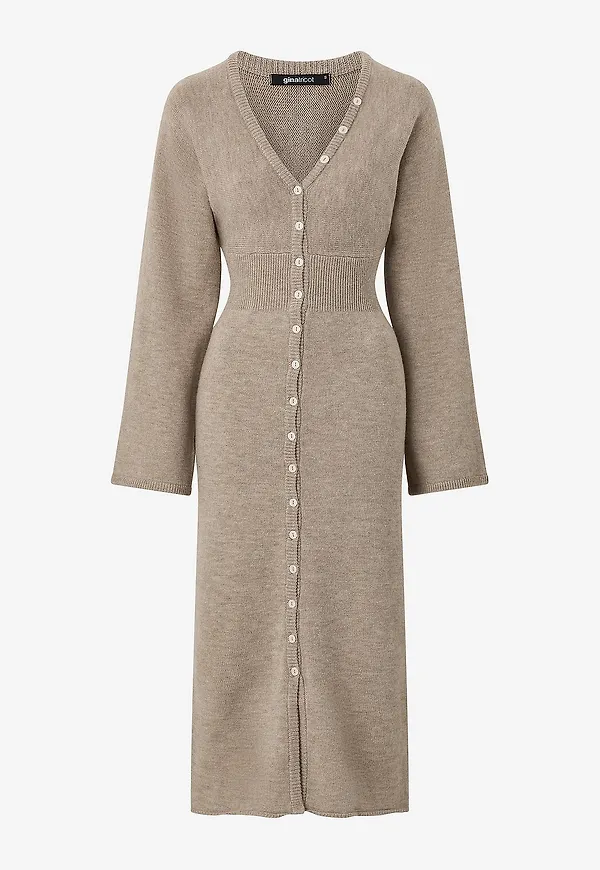 Gina Tricot - Maxiklänning Fitted Knitted Dress - Beige