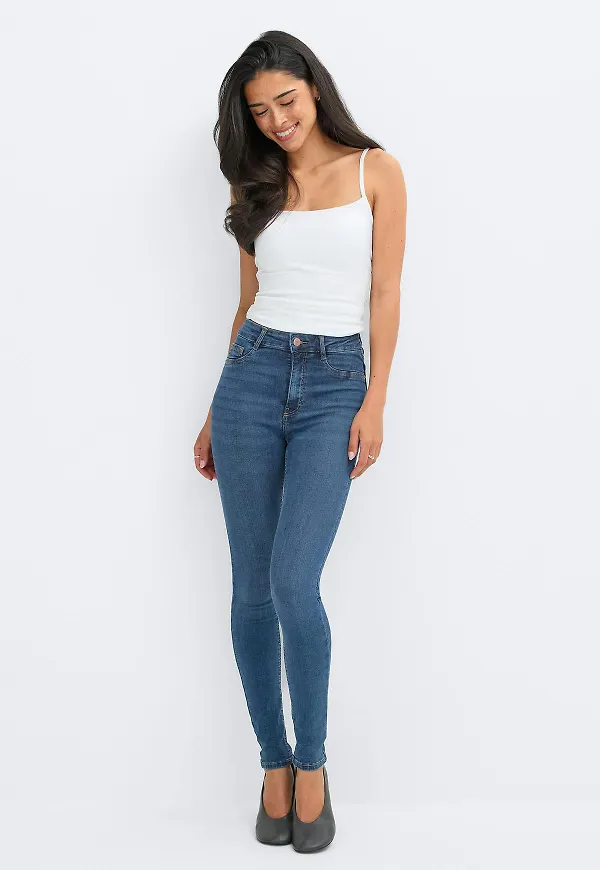 Gina Tricot - Molly high waist jeans - highwaist jeans - Blå - XS - Dam