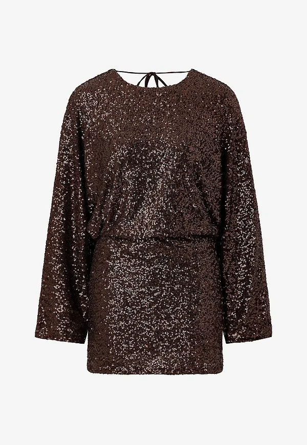 Gina Tricot - Paljettklänning Sequin Mini Dress - Brun