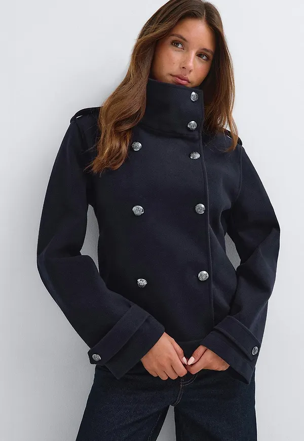 Gina Tricot - Peacoat button felt jacket - jackor - Blå - XS - Dam