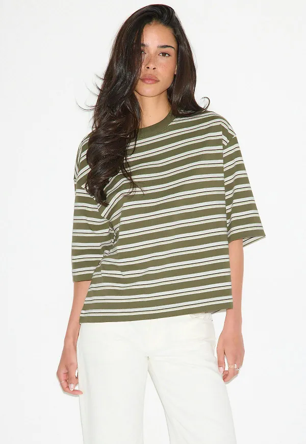 Gina Tricot - Perfect boxy tee - t-shirts - Grön - XS - Dam