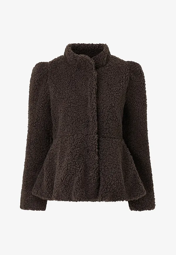 Gina Tricot - Pilejacka Peplum Pile Jacket - Brun