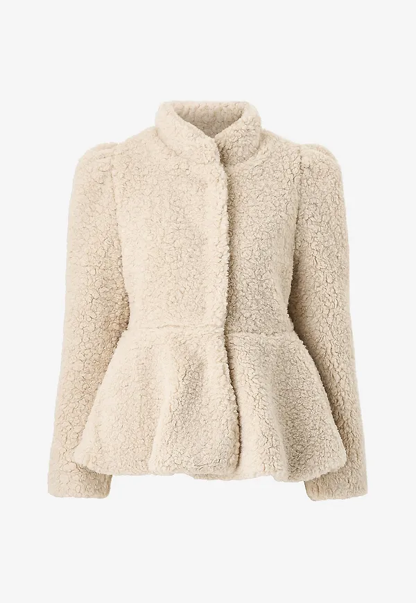 Gina Tricot - Pilejacka Peplum Pile Jacket - Natur