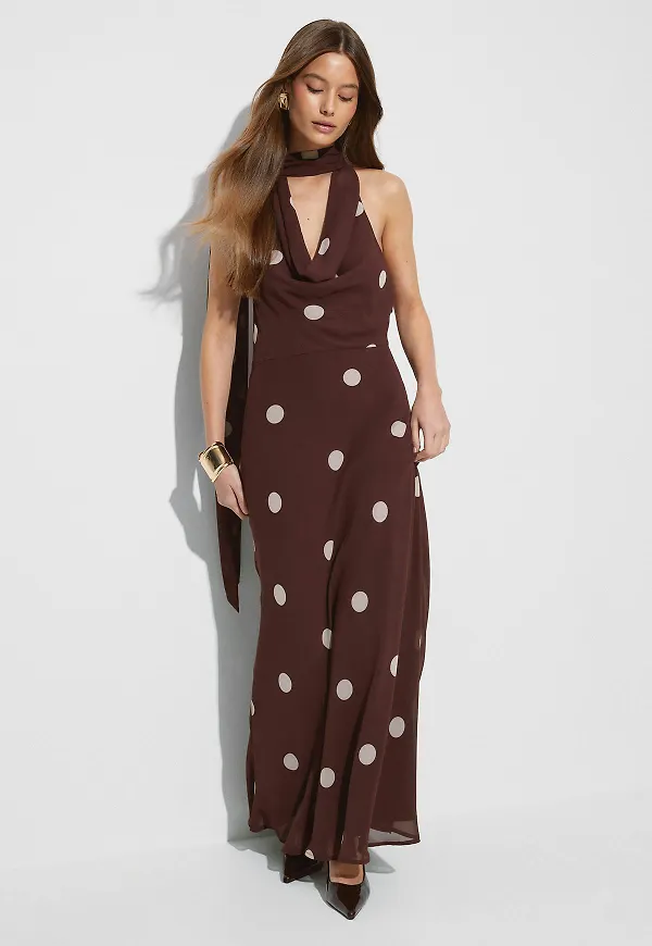 Gina Tricot - Scarf maxi dress - Långklänningar - Beige - 34 - Dam